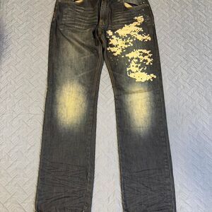 RARE Rocawear Digital Camo Dark Wash Embroidered Y2K Denim Jeans 34X34